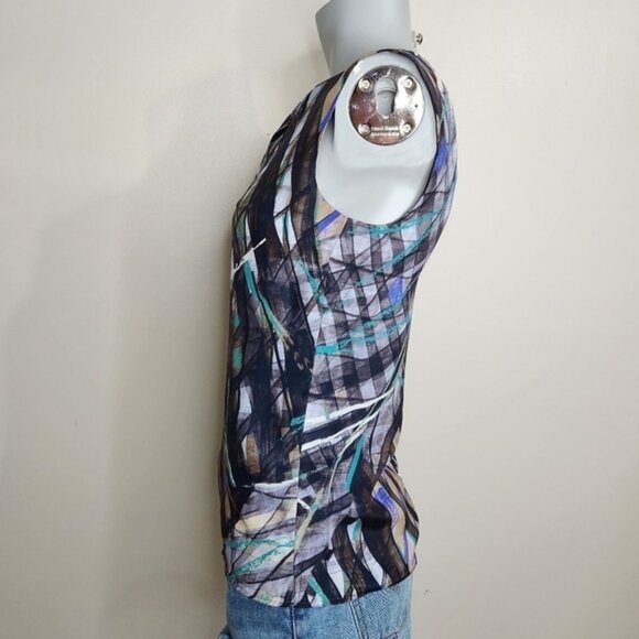 Boss Hugo Boss Silk Abstract Print Sleeveless Blouse Size 0 US - Picture 7 of 13